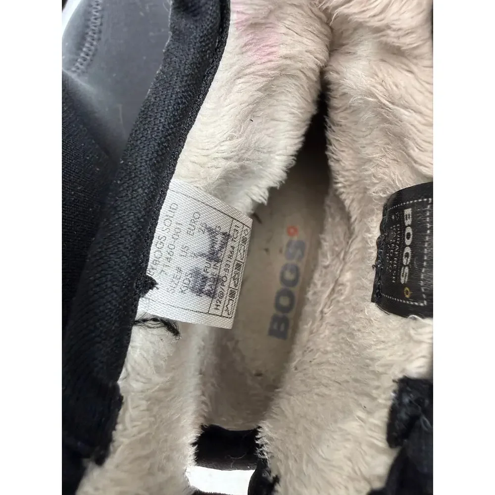 Bogs Kids Winter Boots Youth Size 9 Black Faux Fur Lined Waterproof Outdoors